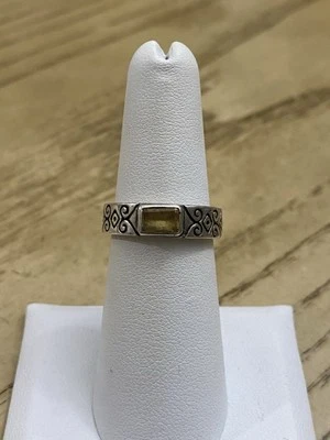 Vintage Designer Signed Brighton Citrine Scrolls Sterling Silver Ring - Size 6 — 第 1/3 张图片