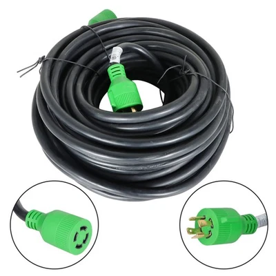 30 Amp Adapter Plug Generator Extension Cord 100 Ft 4 Prong Power Cable 10 Gauge - Image 1 of 4