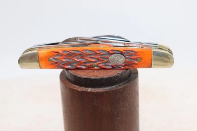 Navaja de Bolsillo Steel Warrior Congress Años 1980-1990 Escalas de Hueso Naranja Foto 1 de 4