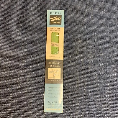 Talon Dress Zipper Style 20-1 Apple Green Nylon Coil 14 Inches Vintage NOS - Image 1 of 4