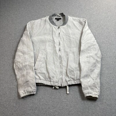 James Perse Linen Flax Jacket Woman 2 Gray Zip Moto Bomber Quiet Luxury Heritage - Image 1 of 4