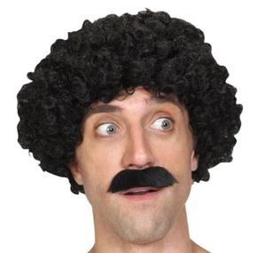 Adult Scouser Wig + Tash 80s Shifty Guy Adult Set Fancy Dress 1980s Moustache - Picture 1 of 2
