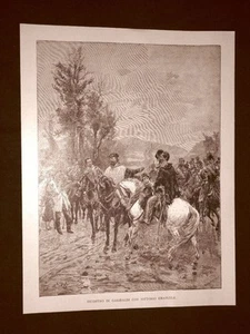 Radierung von 1892 Teano Giuseppe Garibaldi trifft König Vittorio Emanuele Savoyen - Bild 1 von 1