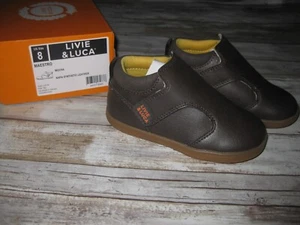 NEW NIB Livie & Luca Boys 8 M Mocha Brown Maestro Synthetic Leather Boots 2T - Picture 1 of 6
