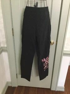 Style & Co Low Rise Skinny Stretch Ankle Pant Purple Burgundy Embroidered L NWT - Picture 1 of 7