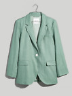Madewell $158 The Larsen Blazer In Linen Trellis Green Size Xxs Nj530