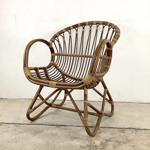 Vintage Boho Chic Bamboo and Rattan Accent Chair Cover