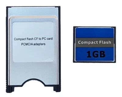 1GB COMPACT FLASH MEMORY CARD & PCMCIA ADPATER TYPE I CF TO PC CARD READER - Image 1 of 4