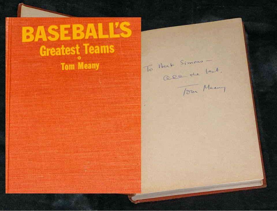 Tom Meany "Baseballs Greatest Teams BB HOF" Signed Autographed HC Book PSA Rare! - Image 1 of 4