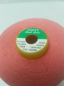 Coats Dual Duty Tex 060 5000m cone Polyester Corespun Sewing Thread X10 Pink - Picture 1 of 3