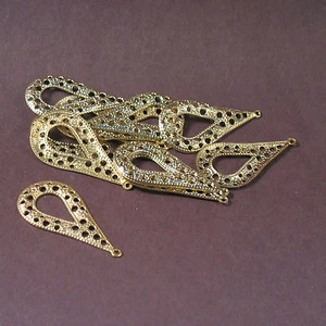  Lot of 12 Filigree Brass  Plated  Stamped Earring Findings (9P) - Picture 1 of 3