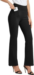 NWT $40 SZ XXL BLACK High waist Yoga Dress Pants Bootcut Work Slacks Stretch - Picture 1 of 8
