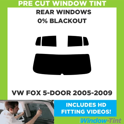 Für VW Fox 5-door Hatchback 2005-2009 Vor Cut Fenster Getönt Heck 0% Blackout - Image 1 of 4