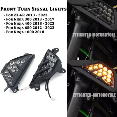 For Kawasaki Ninja 300 400 650 1000 ZX-6R Front Turn Signal Lights LED Lamps — 第 1/4 张图片