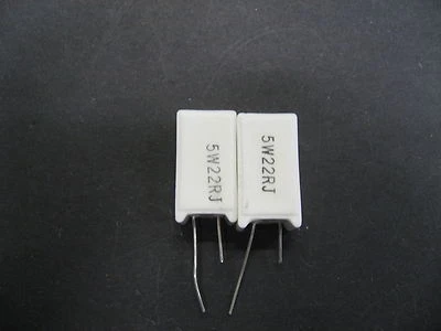 22 OHM 5 Watt (2x) Radial Ceramic Cement Power Resistor 5 W 22 OHM 5W22RJ