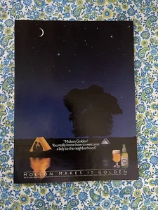 Vintage 1985 Molson Golden Beer Print Ad Couple Silhouette Tent Stars Moon - Bild 1 von 7