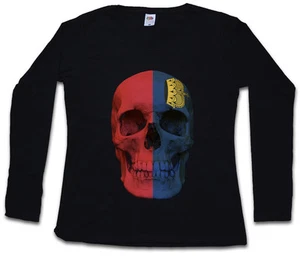 CLASSIC LIECHTENSTEIN SKULL FLAG WOMEN LONG SLEEVE T-SHIRT Fahne - Bild 1 von 1