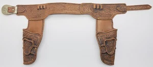Vintage 1960’s Youth Plastic Molded Double Holster Kids Toy Gun Belt 29.5” RARE - Picture 1 of 13