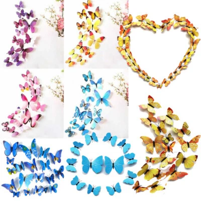 12 x 3D Butterfly Wall Stickers Home Decor Room Decoration Sticker Bedroom Girl* - Image 1 of 4
