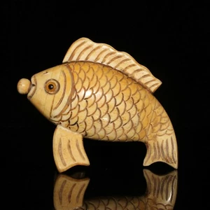 Collect Chinese old b0ne Hand-made Draw Exquisite Fish Snuff bottle - Picture 1 of 9