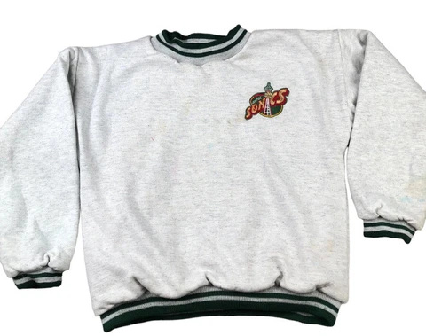 Vintage 90s Kids Seattle Sonics Reversible Sweatshirt Crewneck STAINED Small NBA Cover