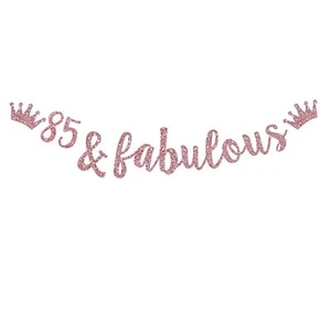 85 & Fabulous Banner Rose Gold Glitter Bunting Sign for Happy 85th Birthday85... - Picture 1 of 6