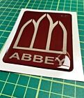 1 X ABBEY DOMED RESIN CARAVAN DECAL/STICKER 3D BURGUNDY & BRUSHED70 X 90mm R16