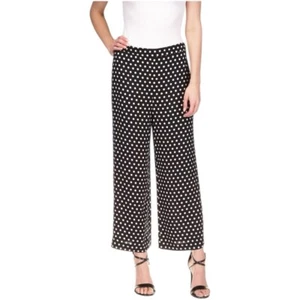 Michael Kors Wide Leg Polka Dot Cropped Pants black white elastic high waist M - Bild 1 von 11
