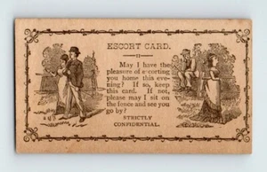 c.1890 Escort Acquaintance Calling Card Flirtation 19th Century Sit on Fence - Imagen 1 de 2