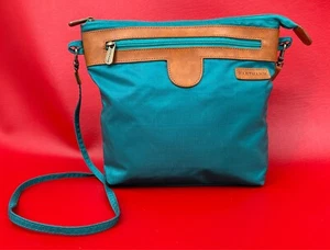 Hartmann Packcloth Teal Turquoise Nylon Leather Crossbody Travel Bag Purse - Picture 1 of 15
