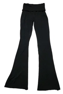 ☆ Pink Victoria's Secret Pull On Foldover Waist Flare Pants Size XS Black Slits - Picture 1 of 10