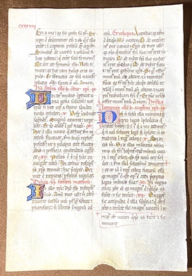 RARE Vellum Illuminated Medieval Manuscript Breviary Leaf, France, c. 1480 - Image 1 of 3