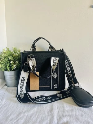 Steve Madden Black Denim Bwebber Crossbody Satchel w/ Coin Pouch NWT - Image 1 of 4