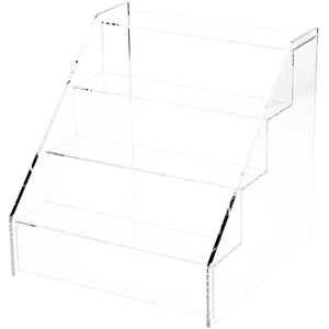 Plymor Acrílico 4 Pasos Escaleras de Exhibición Frontal Abiertas, 10.25" W x 10.5" D x 10.5" H - Imagen 1 de 1
