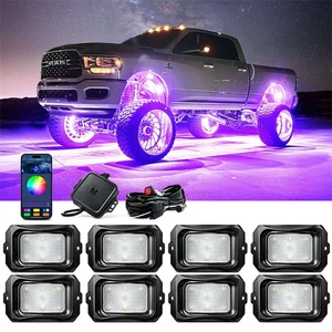 8 Pods RGBW LED Rock Lights Kits, Bluetooth APP Truck Underbody Glow Neon Lamps - Picture 1 of 14