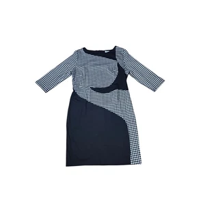 Sehr guter Zustand Emage Grunge schwarz weiß Gingham kariert Colorblock Midikleid Plus Größe 22  - Bild 1 von 8