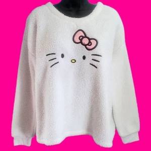 Offizielles Sanrio Hello Kitty weißes Sherpa Langarmshirt Damen Large - Bild 1 von 5