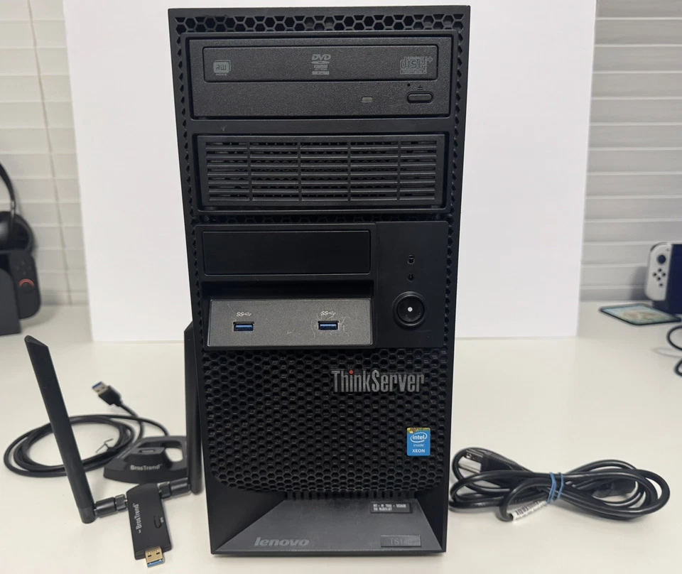 Lenovo ThinkServer TS140 Xeon E3 3.40GHz 32GB RAM 128GB SSD + 2TB HDD WiFi no OS - Image 1 of 4