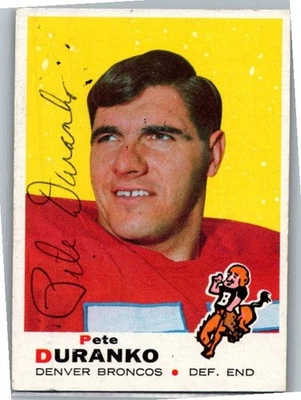 1969 -Pete Duranko- Topps Autograph/Signed/Auto Football Card #182 Broncos - Image 1 of 2