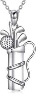 Golf Geschenke für Damen Herren 925 Sterling Silber Golfschläger Ball Tasche Anhänger Schmuck - Bild 1 von 6