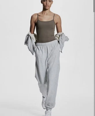 H&M女式运动裤慢跑裤弹力腰抽绳浅灰色。尺寸 S — 第 1/4 张图片