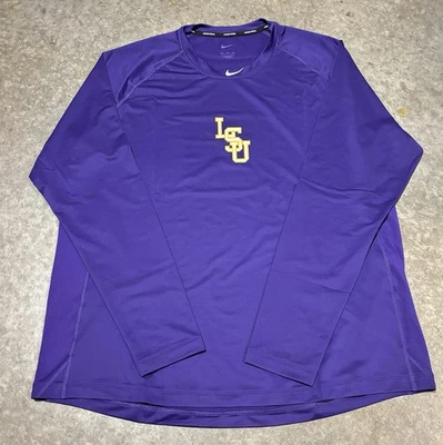 Camisa de compresión ajustada emitida por el equipo profesional Nike de béisbol LSU Tigers LS para hombre 2XL Foto 1 de 4