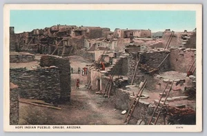 Postal Hopi Indian Pueblo Oraibi Arizona Nativo Americano Frontera Blanca - Imagen 1 de 2