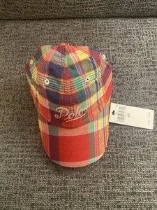 Polo Ralph Lauren Logo Embroidered Madras Plaid Dad Hat Multi-Color Men New - Picture 1 of 7