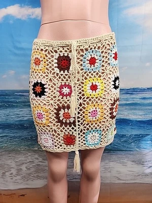 Nwt Cupshe Crochet Skirt Cream Red Yellow Green Size Large  - Image 1 of 4