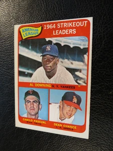 1965 TOPPS BASEBALL SET #11 AL Strikeout Leaders, Downing/Pascual/Chance, VGEX+ - Picture 1 of 5