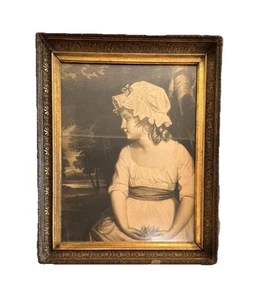 Vintage Print Lithograph Victorian Little Girl Carved Wood Frame 2x18x22 1950s - Picture 1 of 4
