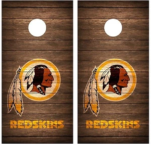 Washington Redskins Vintage Wood Cornhole Board Decal Wrap Wraps (brown) - Picture 1 of 3