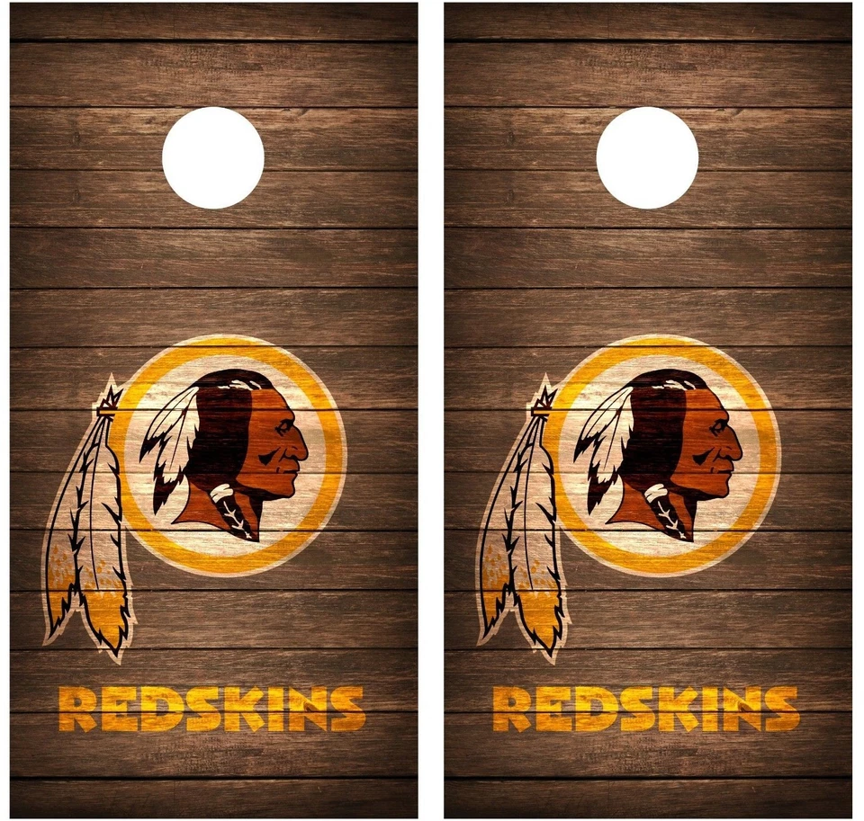 MILLER GRAPHICS Washington Redskins Vintage Wood Cornhole Board Decal Wrap Wraps (brown)