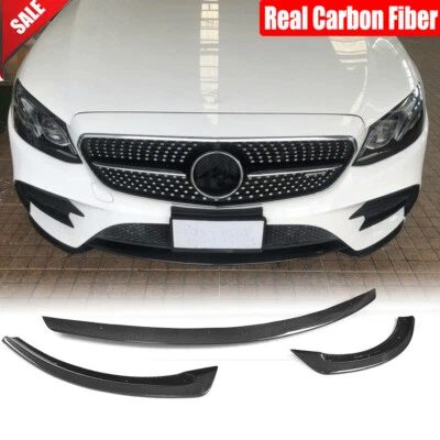 Real Carbon Front Bumper Lip Spoiler For Benz E-Class W213 E300 E43  4D 17-18 - Image 1 of 4
